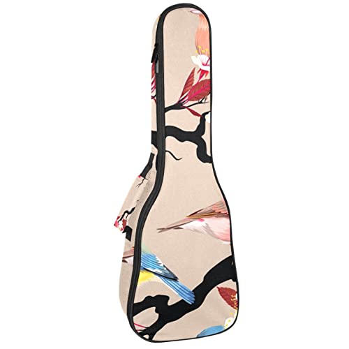 Sac à dos pour ukulélé concert, soprano et ténor housse 10mm motif oiseau