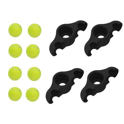 Juego de 4 adaptadores de pie basculante a presión para Rueda, Antideslizantes, portátiles | Soporte de Goma Estable con 8 Pelotas de Tenis para Soporte de Bicicleta estática, Entrenamiento en