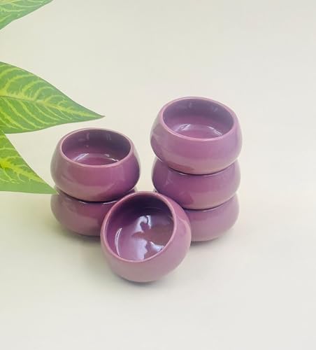Image of Lupaava Serving Dip Sauce Chutney Mini Ceramic Bowls Pack of 6 | Ceramic Handcrafted Shine, Microwave Bowl Sets, Kitchen Accessories 35 ml