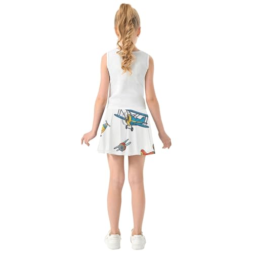 Joisal Pleated Athletic Shorts for Girls Skorts Skirts with Shorts Pleated Skort Colorful Cartoon Airplanes 4t4