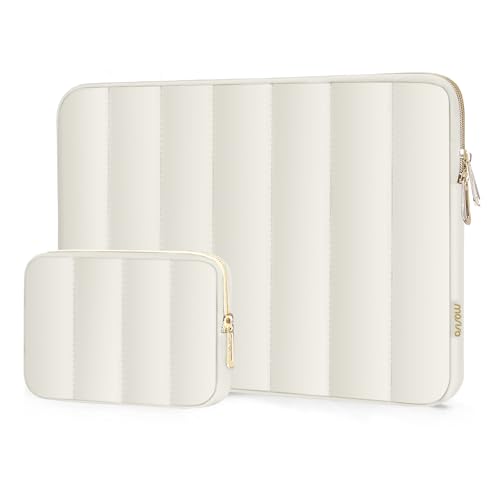 MOSISO Puffy Funda Portátil Compatible con MacBook Air/Pro, 13-13,3 Pulgadas Notebook, Compatible con MacBook Pro 14 Pulgadas M4 M3 M2 M1, Vertical Rectángulo Llevar Bolsa con Pequeño Estuche,Arena