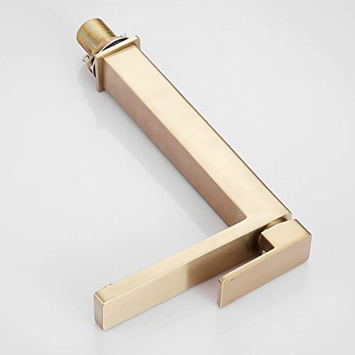 Tall Bathroom Faucet For Vessel Sink, Newrain Modern Single Handle Brushed Gold Bathroom Vessel Faucet With Pop Up Drain Stopper #TOP6