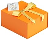 RYDDOY Gift Box, 9x7x4 inch Orange Gift Box with Magnetic Lid for Presents Contains Card, Ribbon, Collapsible Small Gift Box for Bridesmaid Proposal, Halloween Day, Christmas, Birthday