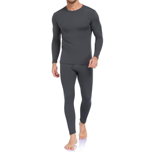 WEERTI Thermal Underwear for Men Long Johns with Fleece Lined Base Layer Men Cold Weather Top Bottom Charcoal