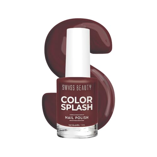 Image of Swiss Beauty Color Splash Nail Polish - Long-Lasting, Glossy - 11 ML, Black Cherry