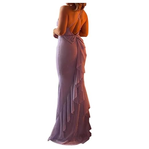Vestido longo feminino sexy de malha com glíter, costas nuas, festa de bondage, noite maxi coquetel, elegante, alças finas, colado ao corpo, Roxa, G