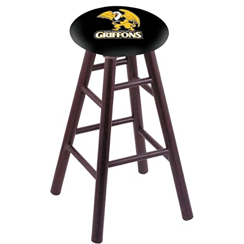 Holland Bar Stool Co. Oak Bar Stool in Dark Cherry Finish with Missouri Western State Seat by The
