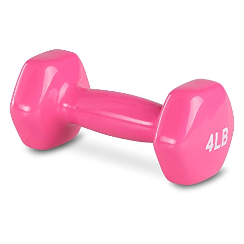 Image of AmazonBasics Vinyl 4 Pound Dumbbells - Set of 2, Pink and AmazonBasics Adjustable Hand Grip Strengthener, 2-Pack, Green