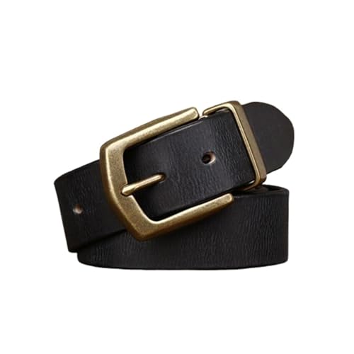 Ceinture en cuir de vachette vintage avec boucle laiton massif homme