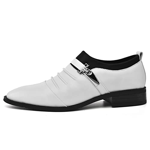 Venshine Mens Dress Shoes Slip On Monk Strap Loafer Formal Oxford Shoes White