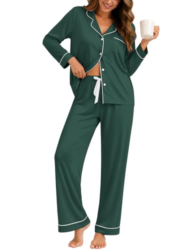 Image of ZMJ Womens Pajamas Sets 2 Piece Long Sleeve and Pant Pj Sets Button Up Sleepwear