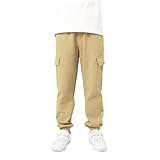 School Uniform Pants for Boys Training Pants for Boys Elastic Wasit Cotton Cargo Pant Casual Sweatpants with Multi Pockets Outdoor Playwear 2026