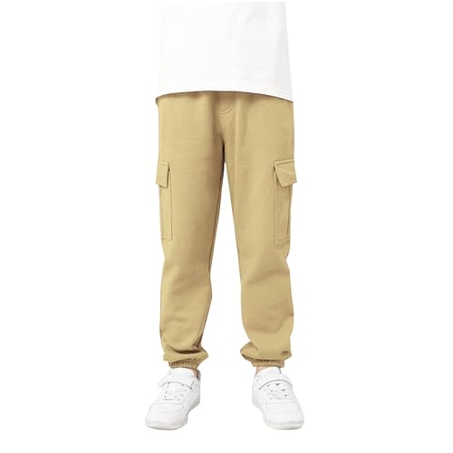 Boys Cargo Pants Fashion Lightweightt Elastic Waist Sweatpants Casual Cute Oversized Joggers with Pockets for 5-13t
