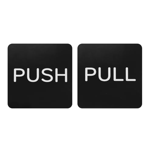 PATIKIL 1Set Push Pull Door Signs Stickers, 3in Push and Pull Signs Stickers Plate Acrylic Vertical Self-Adhesive for Doors Glass Window Business Stores, Square, Black