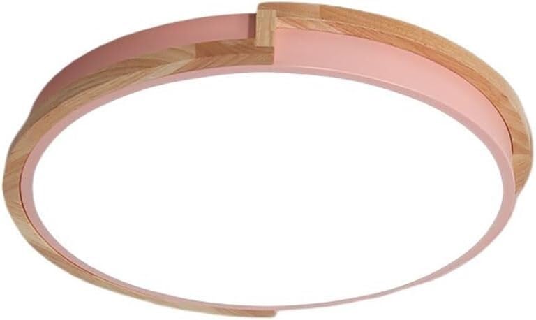 Plafonnier encastré en bois rose pour ambiance douce de chambre