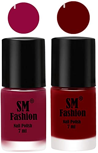 Image of Long Lasting Nail Polish | Nail Paint Combo 7 ml Each) - Set of 2 Cherry Blossom-Dark Red