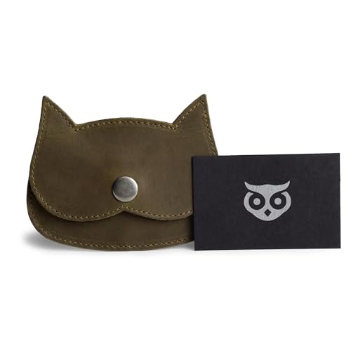 Image of Hide & Drink, Cat Shape Wallet Handmade from Full Grain Leather - Dark Jade