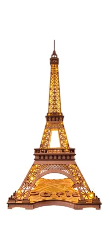 Rowood Eiffel Tower,3D Puzzle Model Kits for Adults,DIY 3D Wooden Puzzles for Adults,Builing Set with LED,Home Decoration Festival Gift Idea
