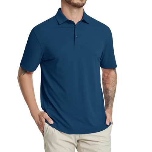 Rouen Golf Shirts for Men Dry Fit Performance Short Sleeve Moisture Wicking Plain Pique Casual Sports Mens Polo Shirts3