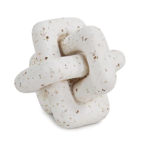 Image of Howard Elliott Collection Everlink Natural Stone Sculpture for Home & Garden Decor, Decorative Resin Figurine with Interlocking Travertine Texture for Home & Office Decor, White, 8 x 8 Inch