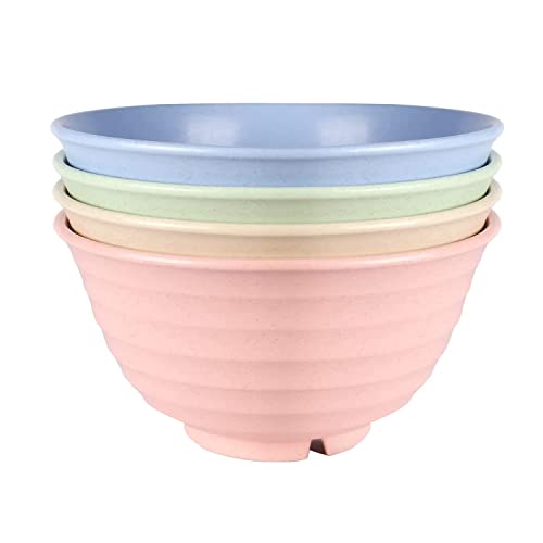 KWLINKAL Unbreakable Plastic Bowls Large 950ML Dinner Set of 4, Lightweight Microwave & Dishwasher Usable,Bowls for Rice, Salad, Pasta, Noodles, Soup Bowls