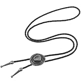 Ptwola Men Bolo Tie Western Rodeo Cowboy Tie Necklace Fancy Leather Necktie Clothes Supplies Bronze Cowboy Hat Buckle Wear Collar Cord Kit Neck Belt Costume Accessories for Women Kids Boys