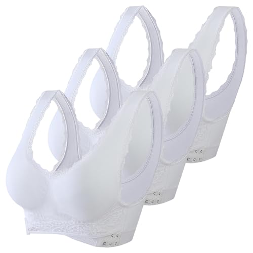 3 sujetadores sin aros para mujer acolchados básicos, sujetadores en forma sin costuras cómodo busto espalda descubierta cuello en V sujetador embarazo ligero bralette gimnasio correas ajustables