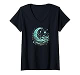 Photo Gallery donna galaxy night sky moon lunar stars love maglietta con collo a v Photo Gallery donna galaxy night sky moon lunar stars love maglietta con collo a v