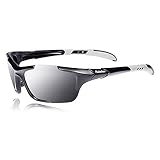 Hulislem S1 Sport Polarized Sunglasses For Men Women Mens Womens Running Golf Sports (Black Silver)