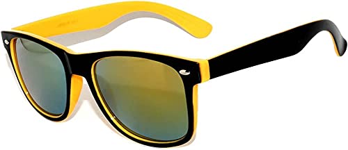 OWL Retro Vintage Classic Two-Tone Unisex Sunglasses Full Mirror Lens UV400 Protection