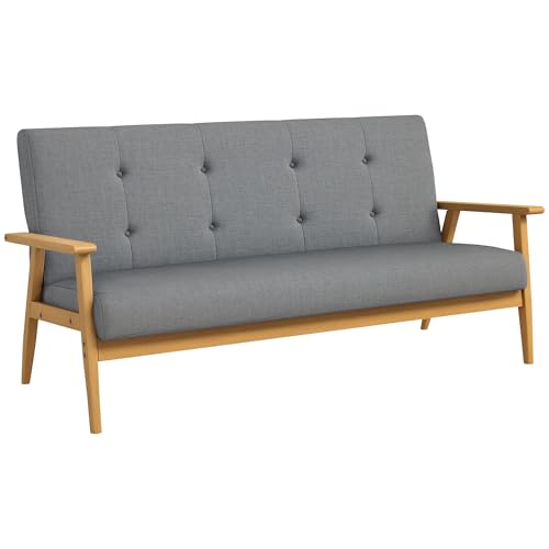 HOMCOM 3-Sitzer Sofa, Couch mit Armlehnen, Rückenkissen, Wohnzimmersofa mit Leinenoptik, Polstersofa für Wohnzimmer, Schlafzimmer 154,5 x 69,5 x 73 cm, Dunkelgrau HOMCOM 3-Sitzer Sofa, Couch mit Armlehnen, Rückenkissen, Wohnzimmersofa mit Leinenoptik, Polstersofa für Wohnzimmer, Schlafzimmer 154,5 x 69,5 x 73 cm, Dunkelgrau