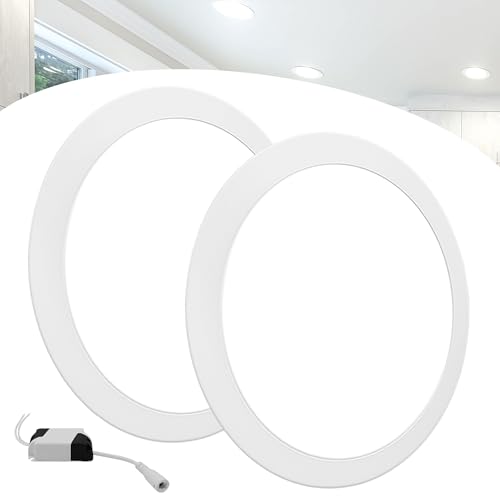 Kit 2 Painel De Led Plafon Embutir 25w Redondo Luz Branco Frio