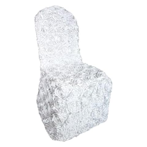 Luchuan 3D Solid White Rosette Banquet Wedding Dining Chair Covers Cover