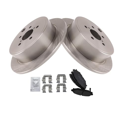 Image of TRQ Rear Ceramic Brake Pad and Rotor Set with Solid Rear Rotors | for 2013-2015 Subaru BRZ 2009-2013 Subaru Forester 2008-2014 Subaru Impreza +2 more with Solid Rear Rotors Ceramic