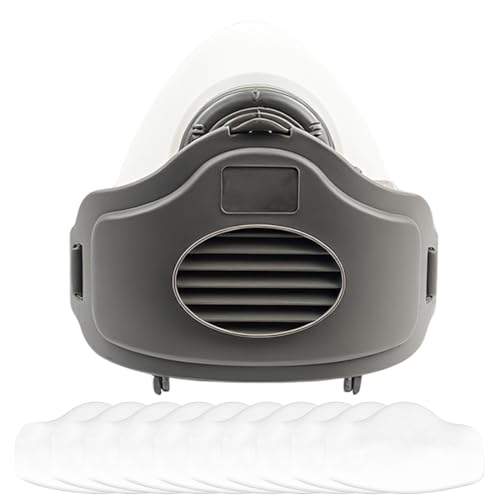 EIH1 Wiederverwendbare Vollgesichtsmaske Atemschutzmaske mit 10 Aktivkohlefiltern, Staubmaske mit Filter, Anti-Beschlag Maske für Malerei, Staub, Formaldehyd, Schneiden und Schweißen