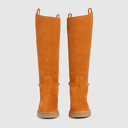 Arqa Women's Slim Classic Silhouette Sophisticated Knee High Boots Almond Toe Pull on Tabs Long Tall Boots Vintage Wide Calf Boots Fashionable Perfectly Narrates Silver-toned Hardware Shoes3