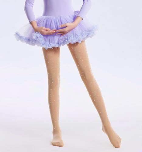 Image of LUCKELF Girls Glitter Tights, Soft Opaque Tights Sparkle Rhinestone Tights School Dress Dance Stockings