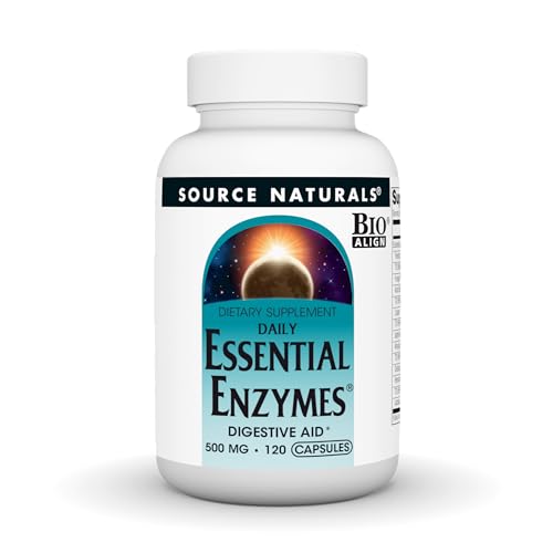 Source Naturals Essential Enzymes 500mg Bio-Aligned Multiple Supplement Herbal Defense for Digestion, Gas & Constipation Relief - Strong Immune System Support* - 120 Capsules