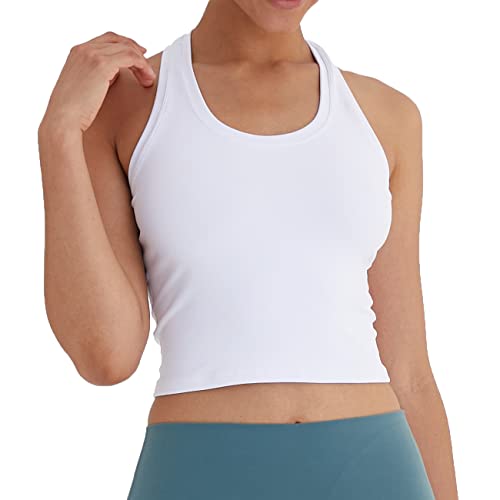 Women's Cropped Racerback Tank Tops Running Workout Tops Active Yoga Tops3