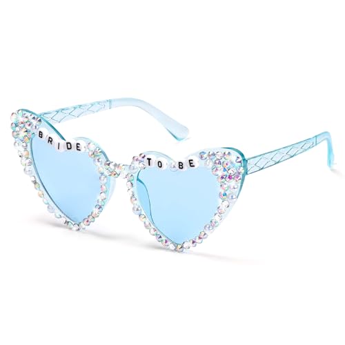 Etercycle Heart Glasses, Bride To Be Gifts Bachelorette Party Blue Sunglasses, Bride Heart Shaped Glasses For Women Bachelorette Party Favors