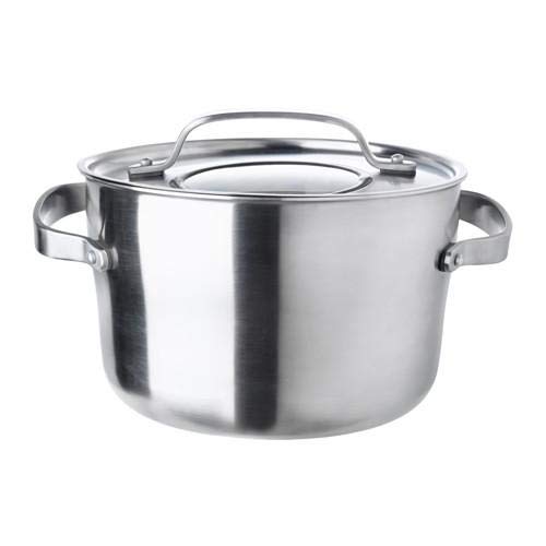 SENSUELL Pot with lid, stainless steel, grey