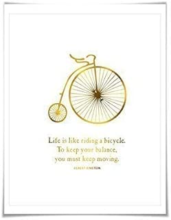 Life is Like Riding a Bicycle Gold Foil Art Print. 7 Foil Colours/3 Sizes. Albert Einstein Quote. Bike Poster. - coolthings.us