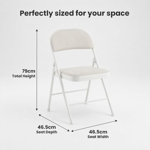 Image of Folding Chair - Padded Metal Chair with Padded Seat, Folding Steel Frame - Indoor Outdoor Guest Seat (White)
