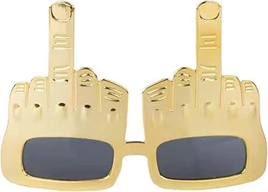 Pchnfei Gold Tricky Middle Finger Sunglasses