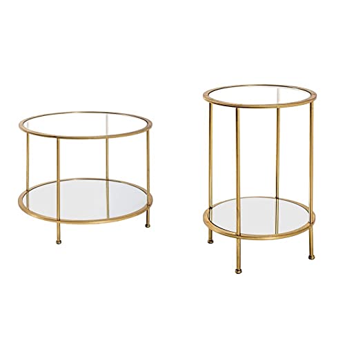 Haku Möbel Mesa Auxiliar, Espejo, Cristal Transparente de Seguridad, Dorado, Ø 60 x 45 cm + Mesa...