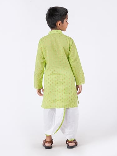 Image of Boys Dhoti Kurta Set for Kids - Cotton Kurta and Elastic Waist Dhoti - Traditional Dress