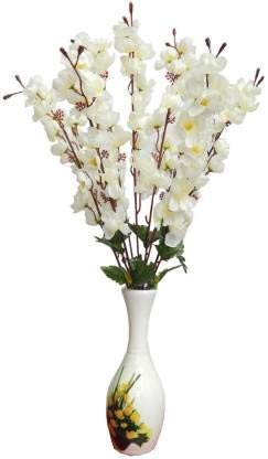 Image of Coolkart White Orchid Fake Flowers Sticks Bunch | Decorative Items for Home Decor, For Vase, Valentine's Day Decoration, Vase Not Included