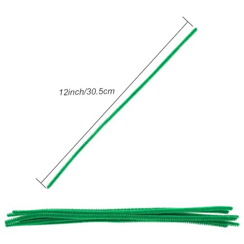 Image of Caydo 200 Pieces Green Pipe Cleaners Craft Chenille Stems | for Creative DIY Art Craft Projects (6 mm x 12 inch)