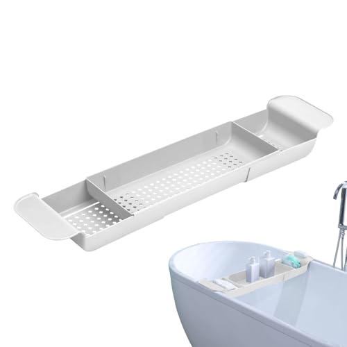 Bandeja de baño, Bandeja de bañera Extensible, Estante de jabón, Soporte de Drenaje rápido en casa, Organizador para esponjas, champú, Gel de Ducha, Vasos, Snacks, Toalla
