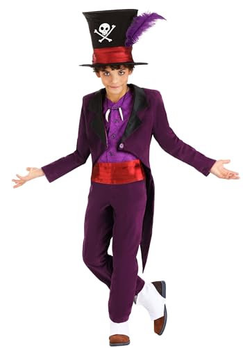 Fun Costumes Disney Boys Dr. Facilier Costume - The Princess and the Frog Shadow Man Outfit for Kids with Hat, Necklace, Vest, and More, Medium, Black